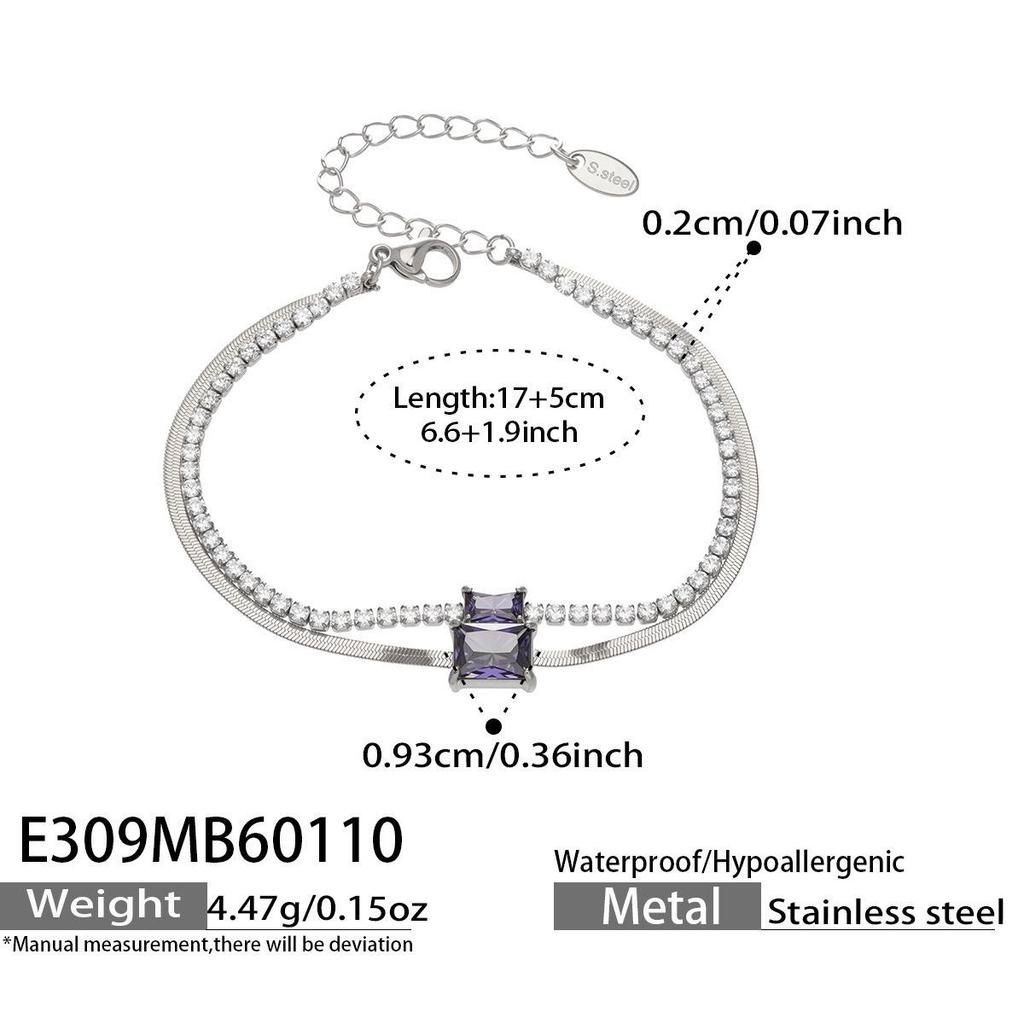 European Luxury Zircon Blade Chain Bracelet, 18k Gold-Plated Stainless Steel