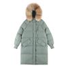 Winter Women Cotton Jacket with Furry Hood Long Sleeves Pockets Heat Retention Knee Length Zip-up Padded Coat Solid Color Windproof Outwear Parka