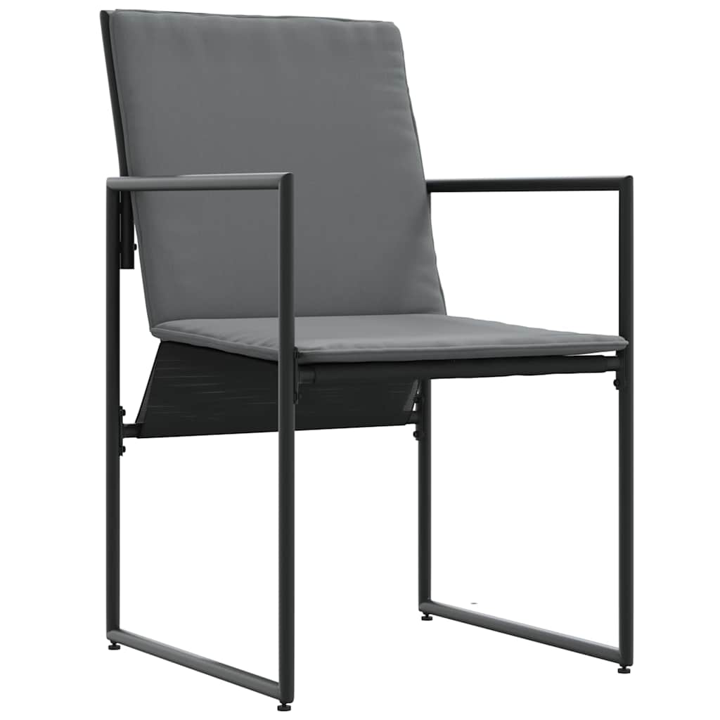 4 Piece Chair Set with Cushions Black and Anthracite Textilene