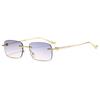 New retro classic frameless sunglasses, European and American fashion personalized trimmed narrow frame metal sunglasses for men and women
