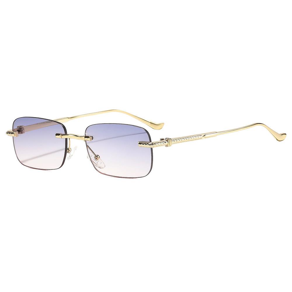 New retro classic frameless sunglasses, European and American fashion personalized trimmed narrow frame metal sunglasses for men and women
