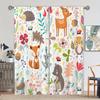 2pcs Cartoon Animal Fox Lion Giraffe Jungle Print Curtain For Bedroom Office Kitchen Blinds Living Room Floor Window Home Decor