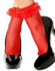 Red Fishnet Ankle Socks with Lace Ruffle Mh597 Red