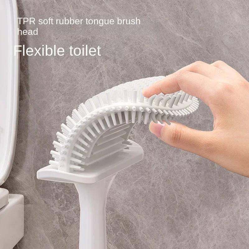 Silicone Toilet Brush Cleaning Products Home Wall Hanging Toilet Brush WC Cleaning Long Handle Brush Bathroom Accessories