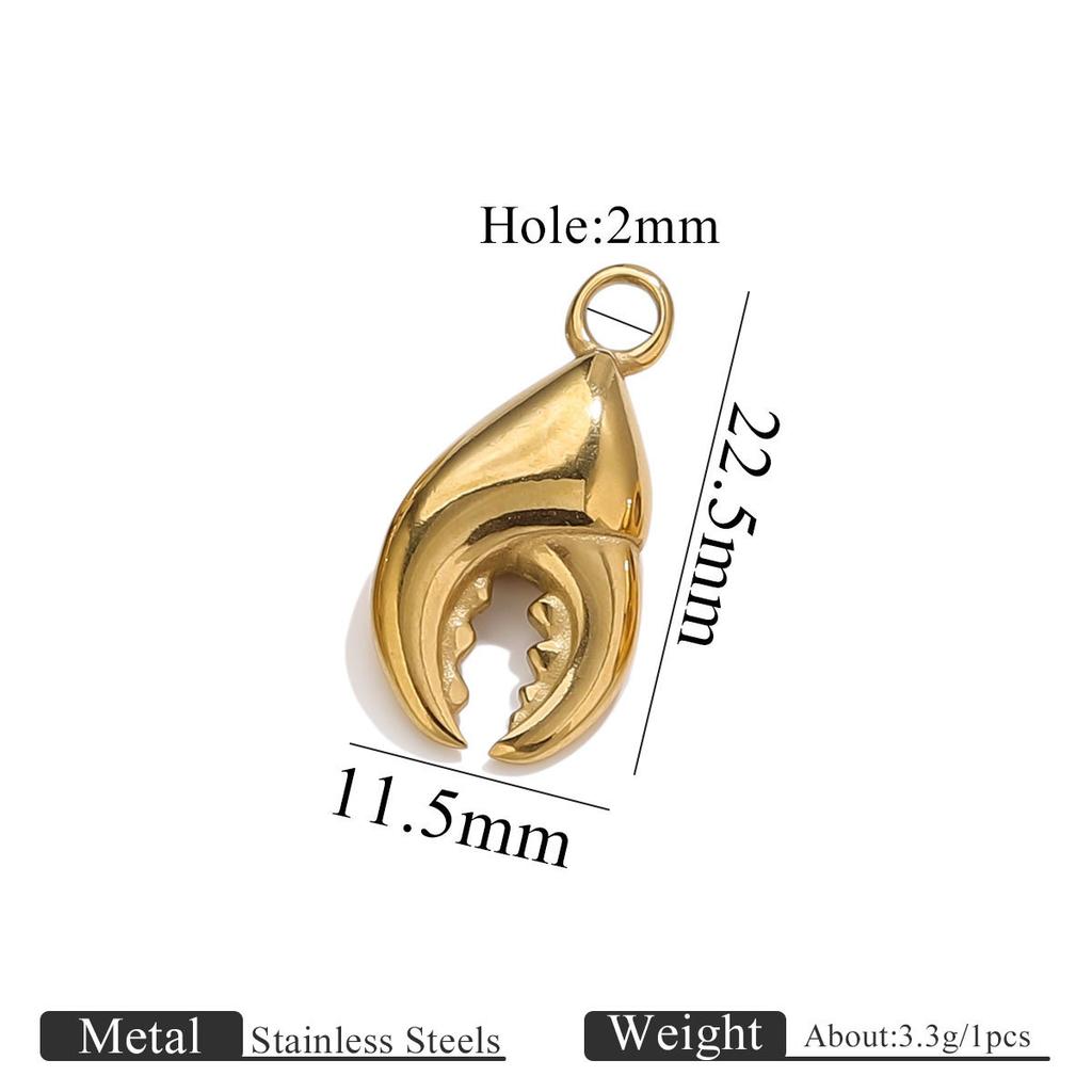 Yori 5PcsStainless Steel Casting Marine Animal Octopus Shark Crab Gold Pendant Ocean Series DIY Necklace Bracelet Jewelry