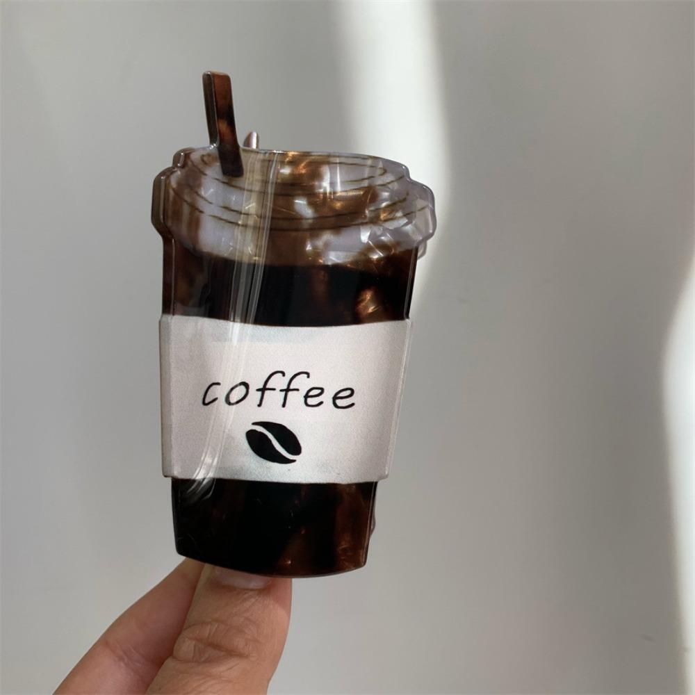 

Милая заколка для волос в форме кофейной чашки, мультяшный зажим-акула, модный акриловый зажим для волос, для путешествий кофейный