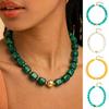 Gruby naszyjnik z koralików Kwadratowe koraliki żywiczne Naszyjnik Choker w stylu boho dla kobiet Wakacje Letnie wakacje Plaża