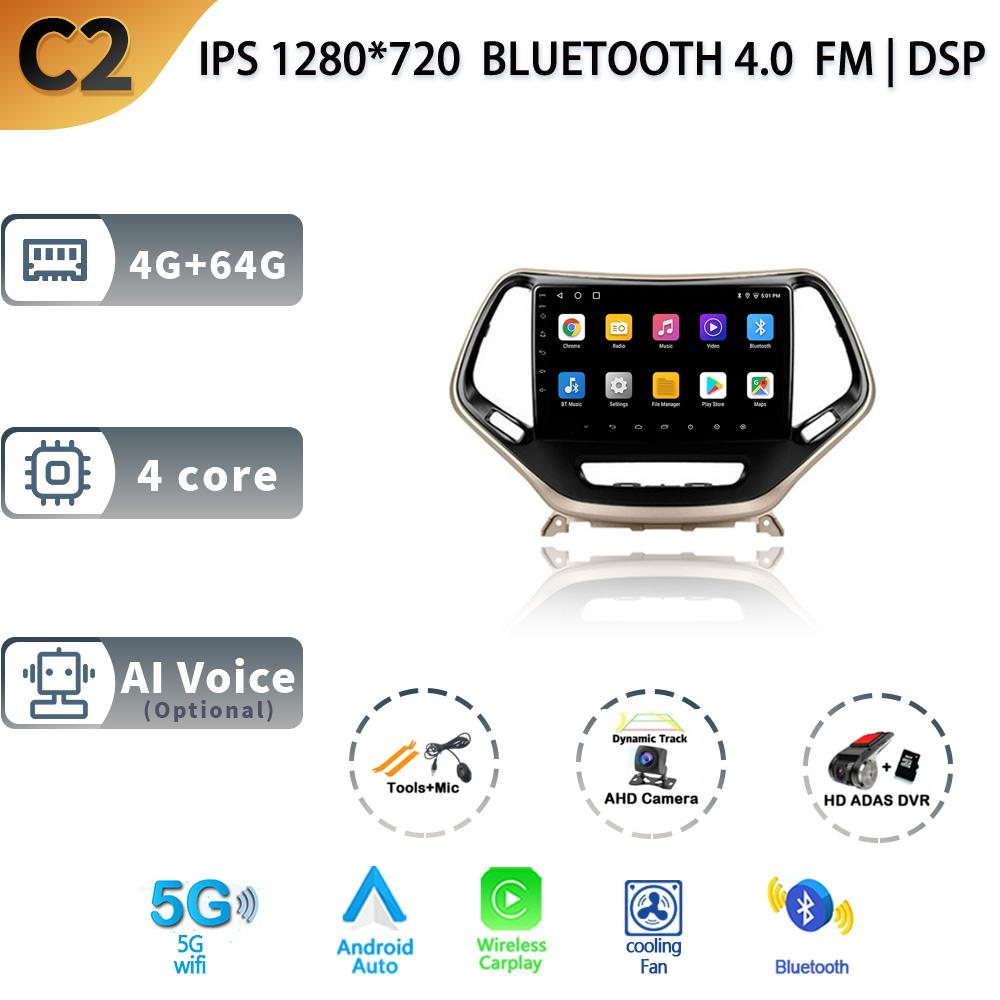Android13 For Jeep Cherokee 5 KL 2014 - 2018 Multimedia Navigation GPS 4G WIFI Auto Radio Player Car Stereo Carplay Radio Screen