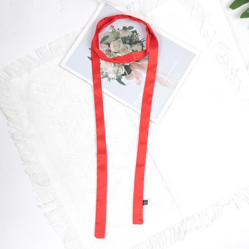160cm X 2.5cm Women Long Solid Color Skinny Silk-Like Scarf Tie Anti-Wrinkle Carves Wraps Satin Ribbons Headbands Neckerchief