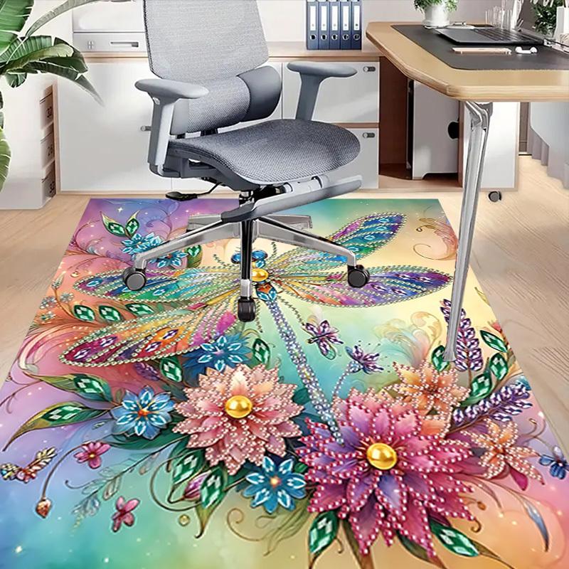 1PC Dragonfly Flowers Carpet Ultra Soft, Thick & Absorbent, Non Slip Machine Washable Mat for Entryway