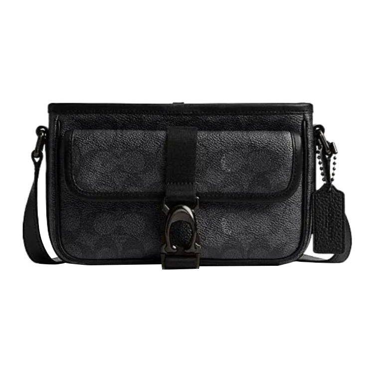 

Coach Beck 21 Solid Logo Classic Monogram Zip Closure Shoulder Crossbody Bag Small Women bags Black CM337-CHR Basic Set (Bag+Dust Bag)