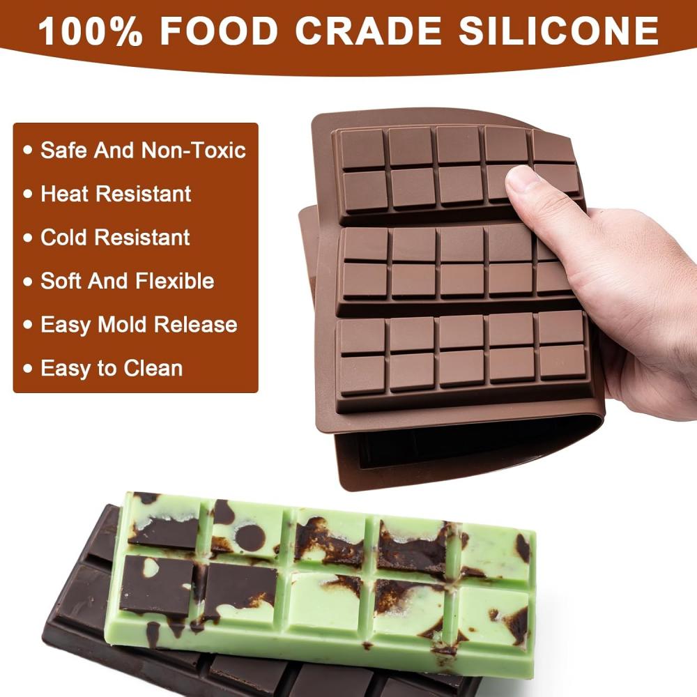 Chocolate bar molds - non-stick chocolate molds, food-grade silicone deep molds for Dubai pistachios, candies, snacks
