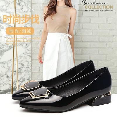 Internet Celebrity Soft Leather Single Shoes Women's 2025 Autumn New Low Heel Thick Heel Versatile Shallow Mouth Women's Shoes Pointed Evening Wo