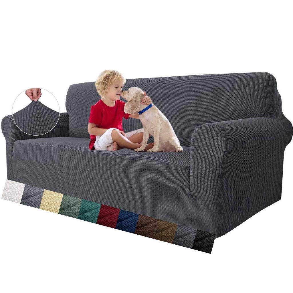Super Stretch Sofa Cover 1-Piece Slipcover Furniture Protector Dog Pet Kids Friendly Washable Removable Jacquard Fabric for Home