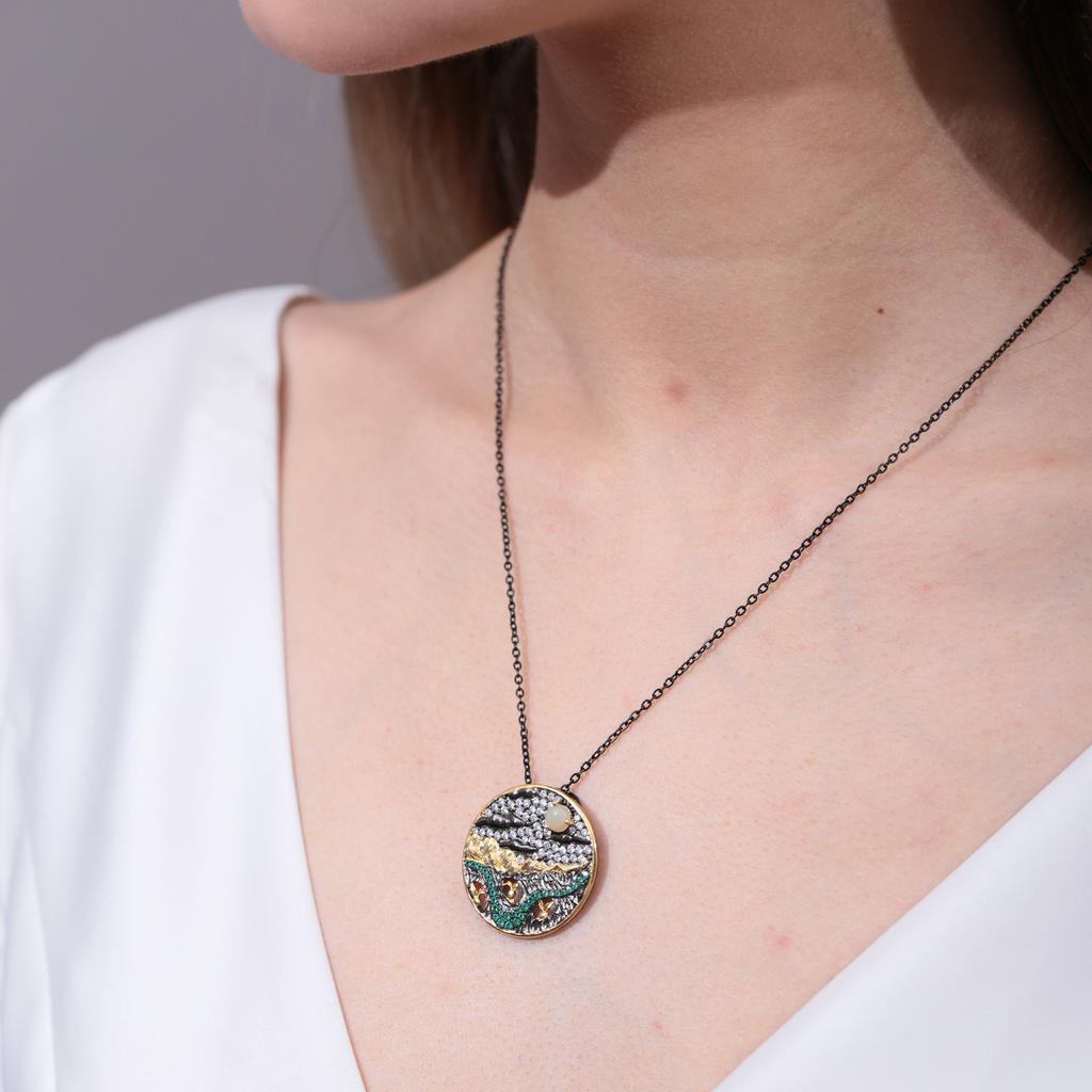 Jewelry Opal Topaz Pendant Girls Necklace Temperament High-end Accessories S925 Sterling Silver New Necklace