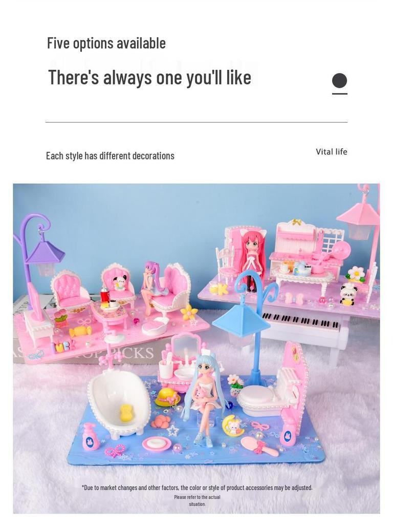 Kids' DIY Night Light Bathroom Pretend Play Toy Set - Educational Gift for Girls