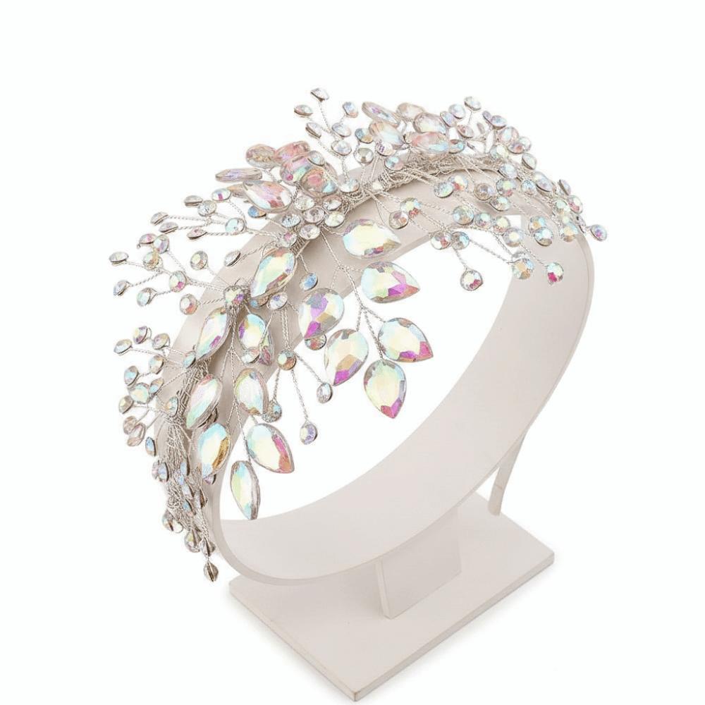 Rhinestone Wedding Hair Accessories Leaf Design Bridal Headband Bridal Headpiece  For Women