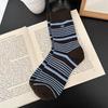 Ladies Spring and Autumn Retro Color Striped Flocking Button Boneless Tube Pile Socks