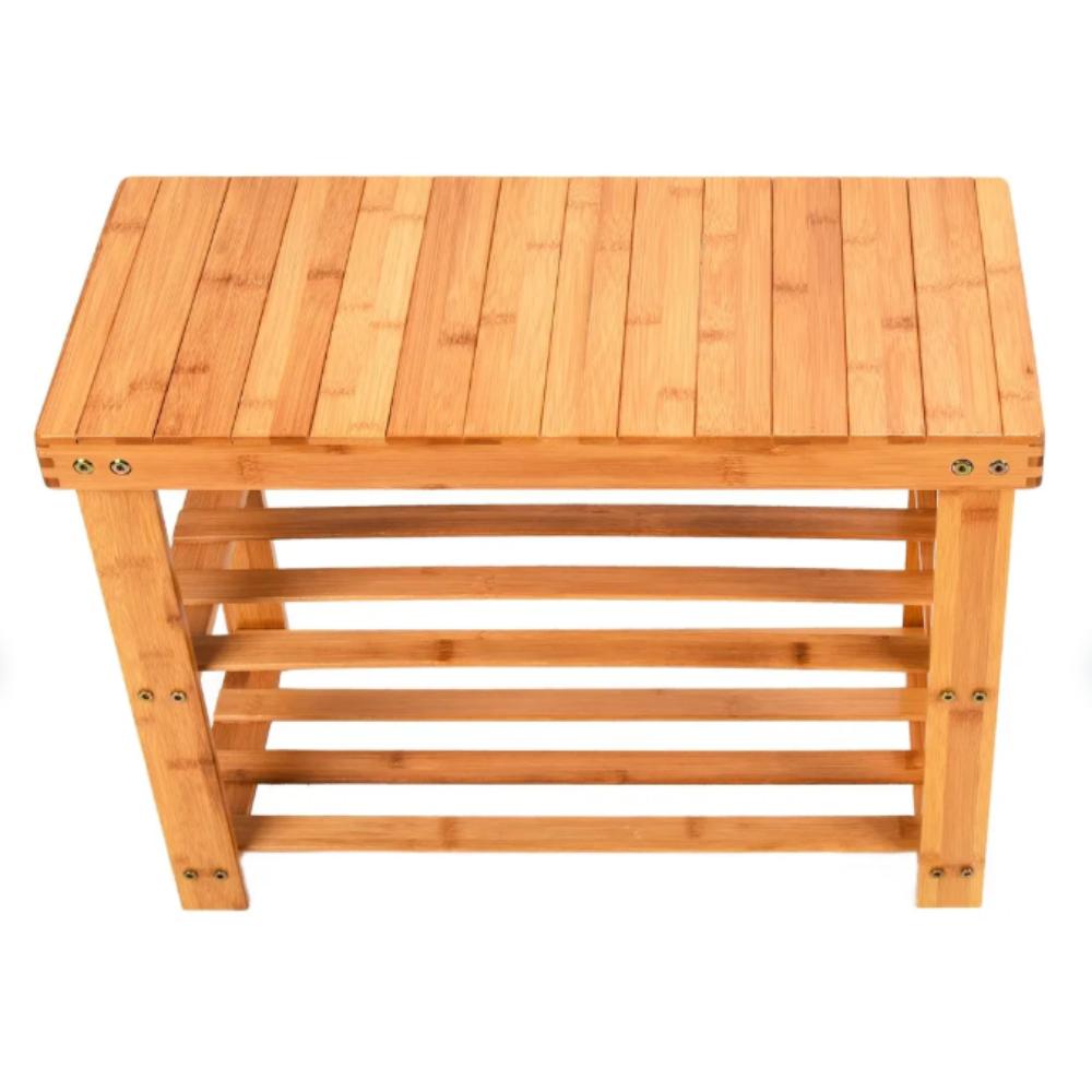 Bamboo Shelf, Standing Shoe Rack, 3-shelf Cabinet, Bathroom, Hall