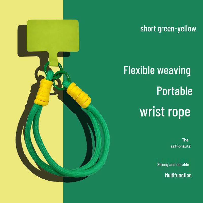 Popular Color-Block Phone Lanyard: Multi-Functional Anti-Loss Case, Earphone Cover, Toy Bag, Woven Wrist Strap