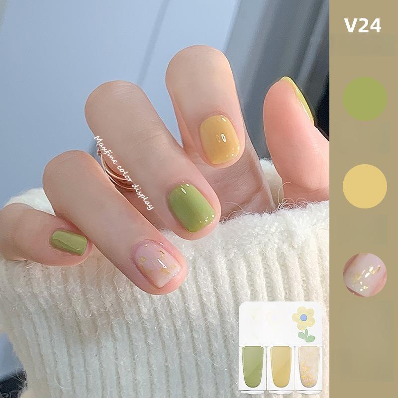 3PCS/1pack No-bake Quick-drying Long-lasting White Sequins Fine Glitter Ice Transparent Naked Tear Nail Polish Set