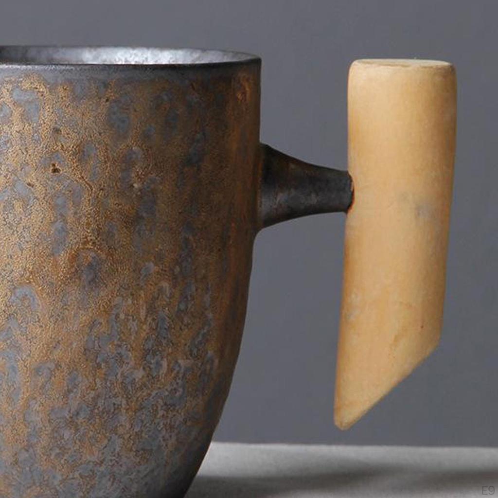 Keramik-Kaffeetasse Rustikaler Effekt mit Holzgriff,