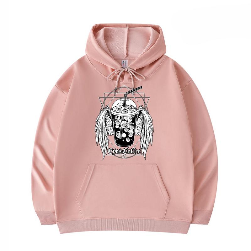 

Men s Hoodies Eyes Coffee Print Funny Harajuku Style Twill imitation cotton Hoodies