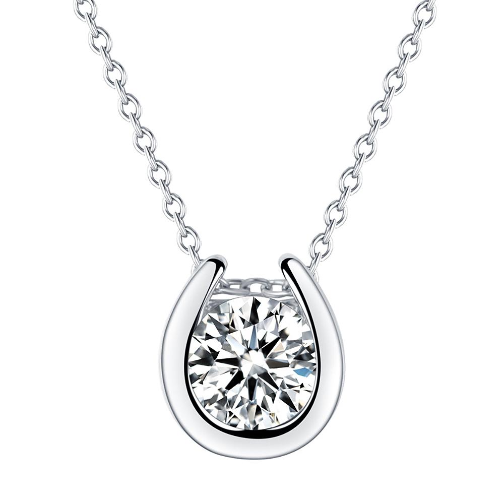 U-type Horseshoe Pendant Moissanite Necklace Certified 1CT D-Color VVS1 Lab Diamond 925 Silver Chain For Women Jewelry