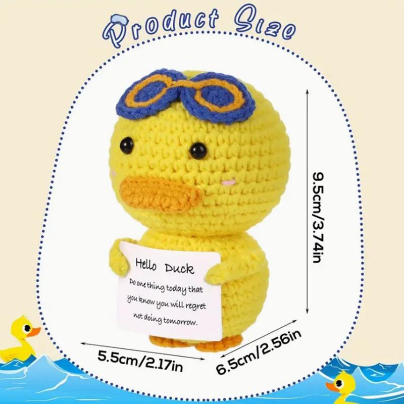 New Positive Duck Cute Wool Yarn Knitting Doll With Card Funny Handmade Crochet Duck Doll Christmas Gift Home Room Decoration