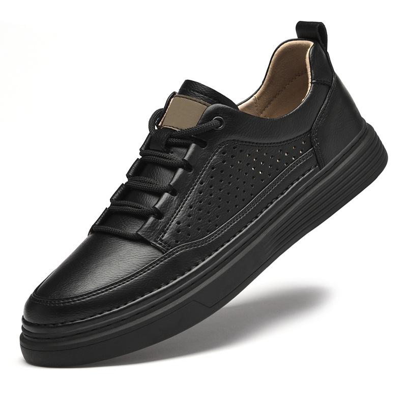 Men's shoes 2025 summer new youth leather waterproof little white board shoes British style Korean version platform casual shoes tide