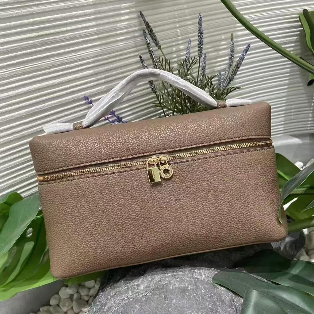 Italian Lychee Pattern Gold Buckle Crossbody Handbag, Top Grain Cowhide LP27 Lunch Box Bag