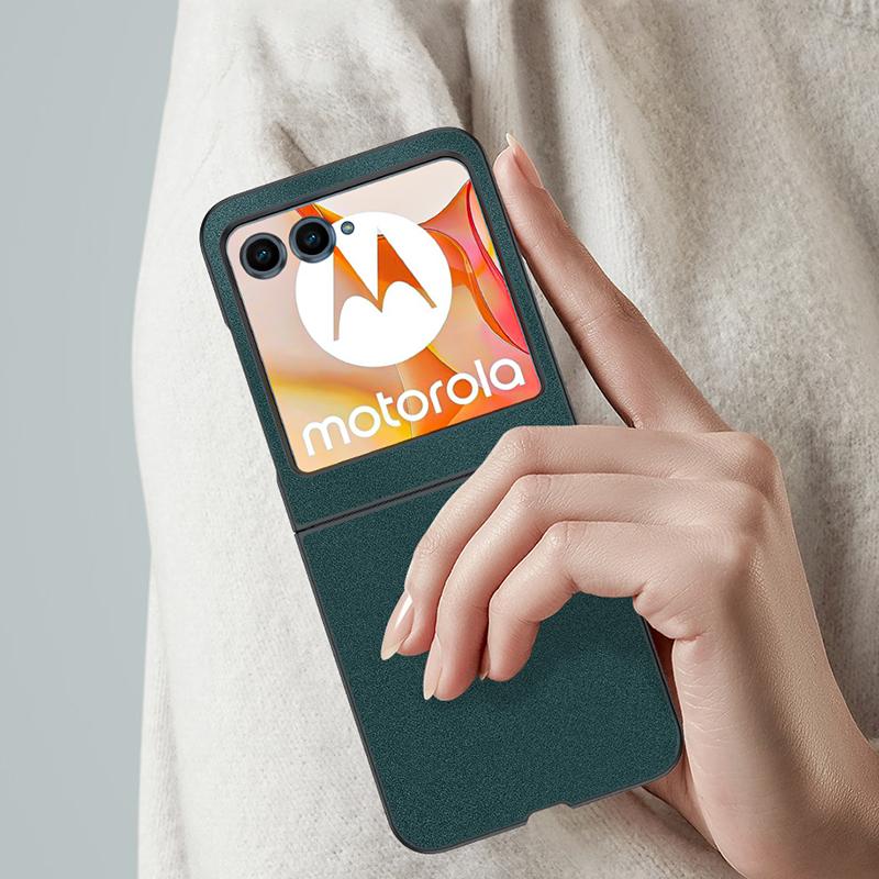 For Motorola Razr 50 5G Case Ultra Thin Leather Coated Hard PC Folding Phone Cover