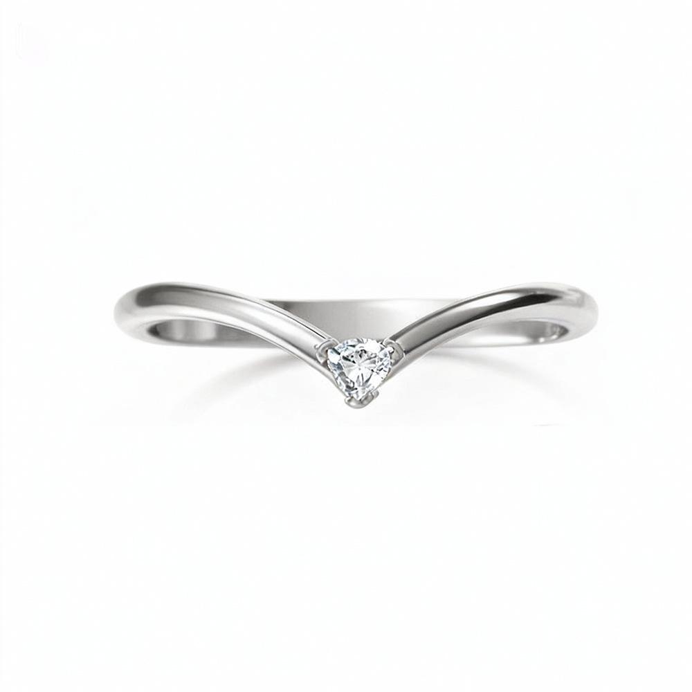 V-Shaped Moissanite Rings 925 Sterling Silver Plated 18K Gold Solitaire & Pavé Band Engagement Promise Rings for Women