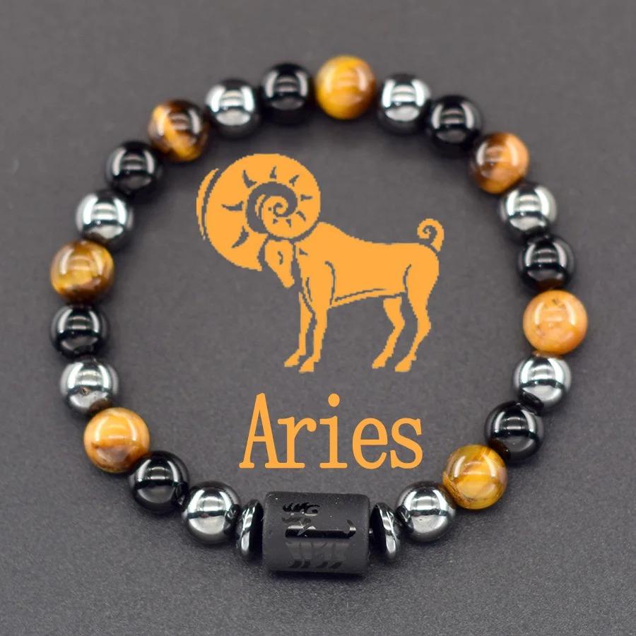 12 Zodiac Signs Natural Stone Bracelets Leo Capricorn Taurus Cancer Bracelets Girl Men Couple Friendship Jewelry Gift Bracelets FashionColor