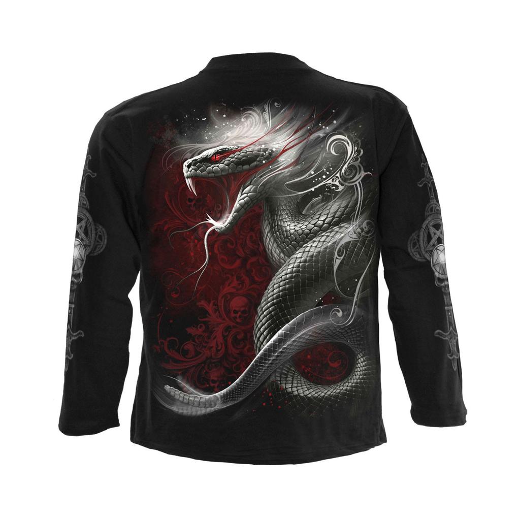 Spiral Direct Unisex Adult Gothic Serpent Back & Sleeve Print Long-Sleeved T-Shirt
