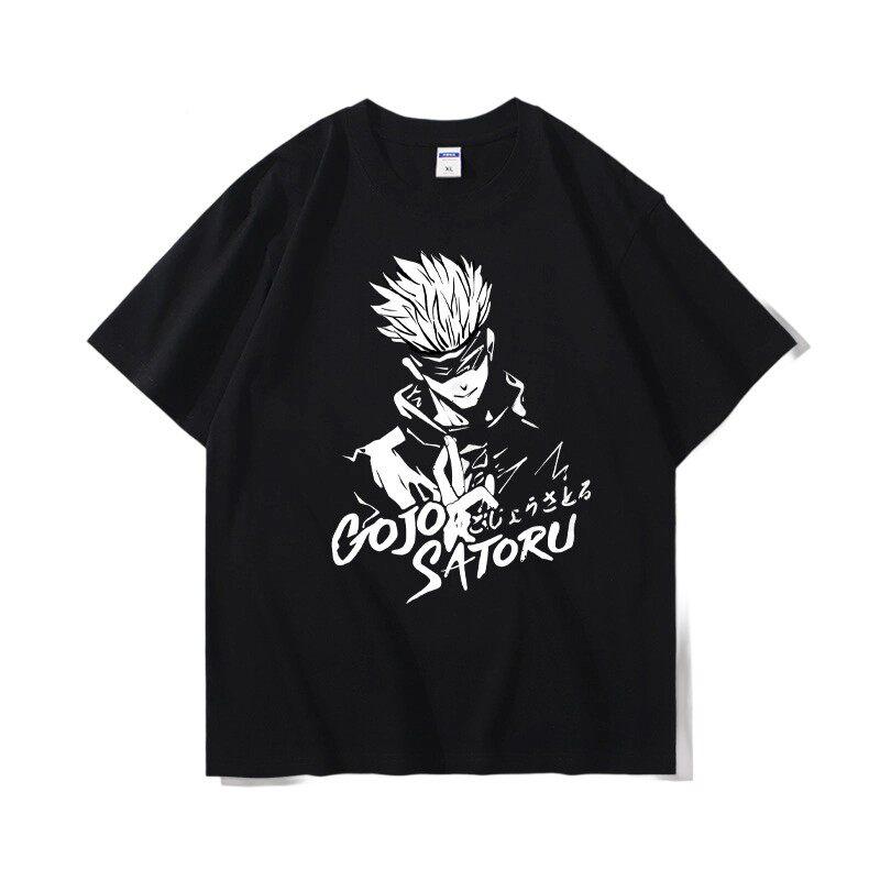 Jujutsu Battle Anime Peripheral Gojo Wu Pure Cotton Cartoon Printed Unisexs and Unisexs Clothing Summer New Short Sleeves
