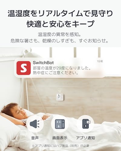 SwitchBot Temperature and Humidity Control Panel for Air Conditioner Operation - SwitchBot Thermometer, Hygrometer, Motion Sensor, LED Backlight, Phys