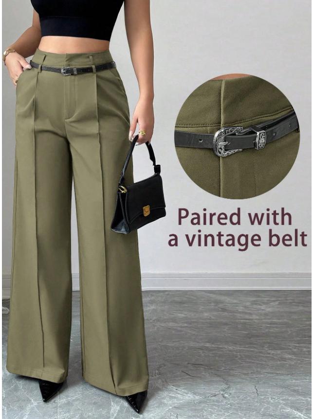 European and American 2025 Autumn/Winter Women's Casual High-Waisted Loose Straight-Leg Suit Pants