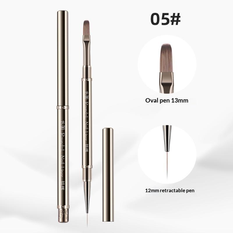 Double Head Nail Brush Metal Handle Uv Gel Liner Brush Painting Drawing Pen Crystal Acrylic Nail Art Manicure Brushes Tool