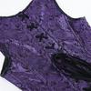 European & American Court Style Black Lace-Up Sleeveless Corset with 12 Steel Bones & Double-Breasted Chain Buttons.