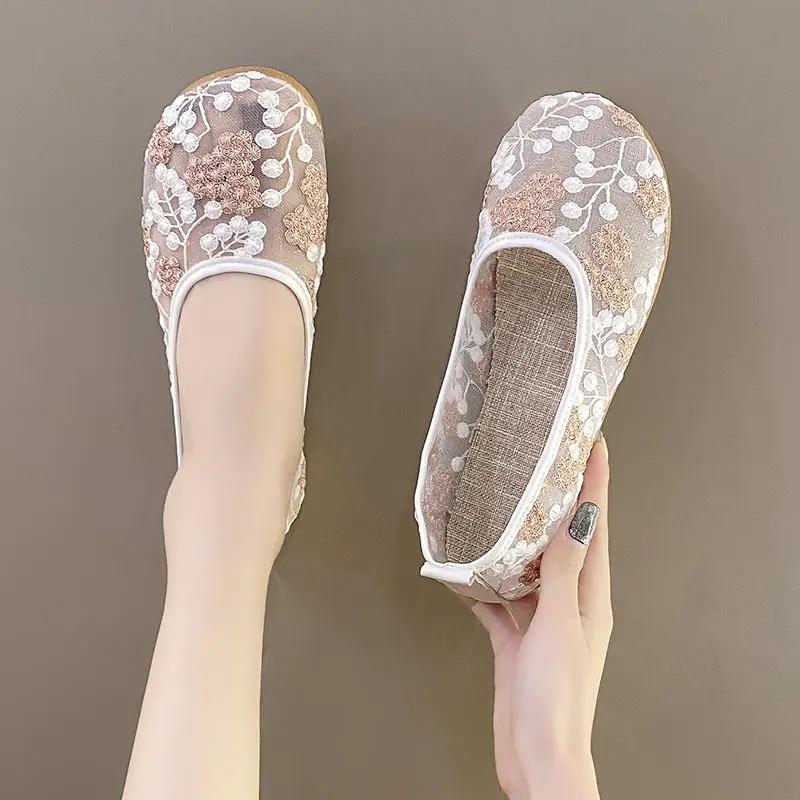 Fashion Mesh Breathable Ladies Footwear Summer Designer Luxury 39 Offers Comfortable and Elegant 2025 New Arrival Women's Shoes Deals