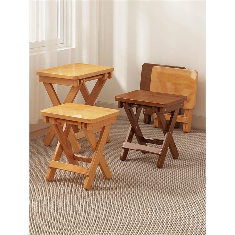 Household Foldable Horse Stool, Solid Wood Wear-resistant Low Stool, Comfortable Sitting Bench for Indoor Use