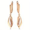 1 Pair Golden Color Long Leaf Drop Earrings for Women Zircon Elegant Wedding Jewelry Trendy Dangle Earrings