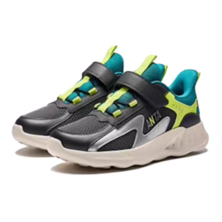 Anta Comfortable Non-Slip Durable Low-Top Kids Running Shoes Kids sneaker Gray Green A312415519-1