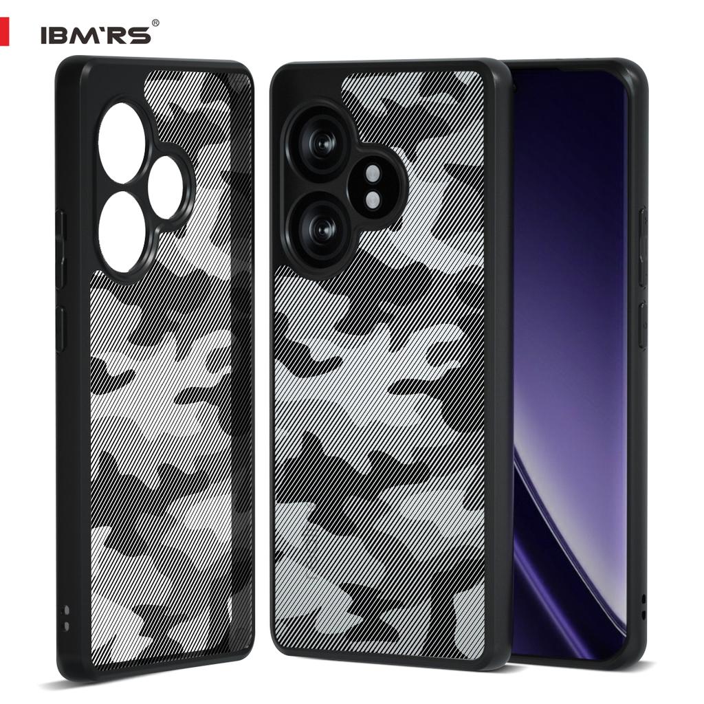 (Comes with Wrist strap)IBMRS for Realme GT Neo6 SE Phone Case,Translucent Matte Shockproof Protective Case Cover ,Camo Black