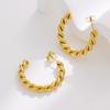 18K Gold-Plated Twisted Rope C-Shaped Earrings for Women