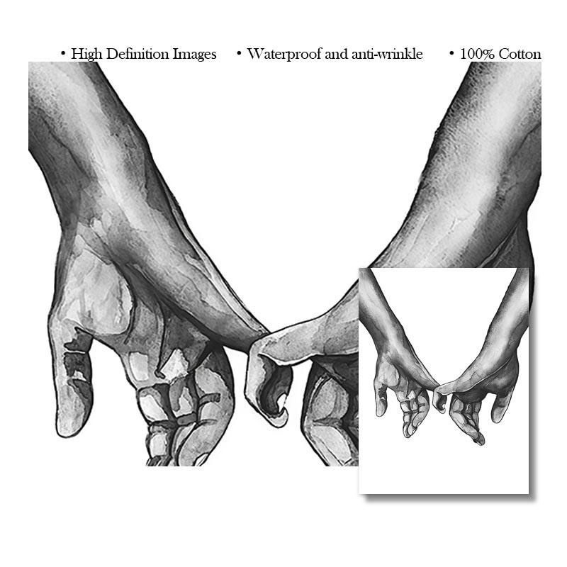 Black and White Love Holding Hands Canvas Painting Nordic Posters and Prints Wall Art Pictures Living Room Family Home Decor
