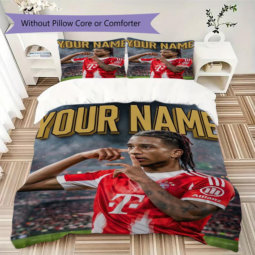 Biancheria da letto con motivo Michael Olise e nome personalizzato, Set piumino Copripiumino Federa Regalo di compleanno per la casa(1 * copripiumino + 2 * federa, senza nucleo)_lx