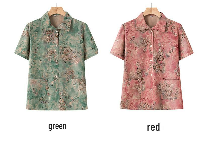 2026 New Style Summer Short-Sleeve Cardigan Tops for Middle-Aged and Elderly Women