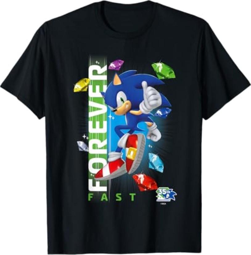 Sonic The Hedgehog 35th Anniversary Forever Fast Emeralds T-Shirt S разноцветный